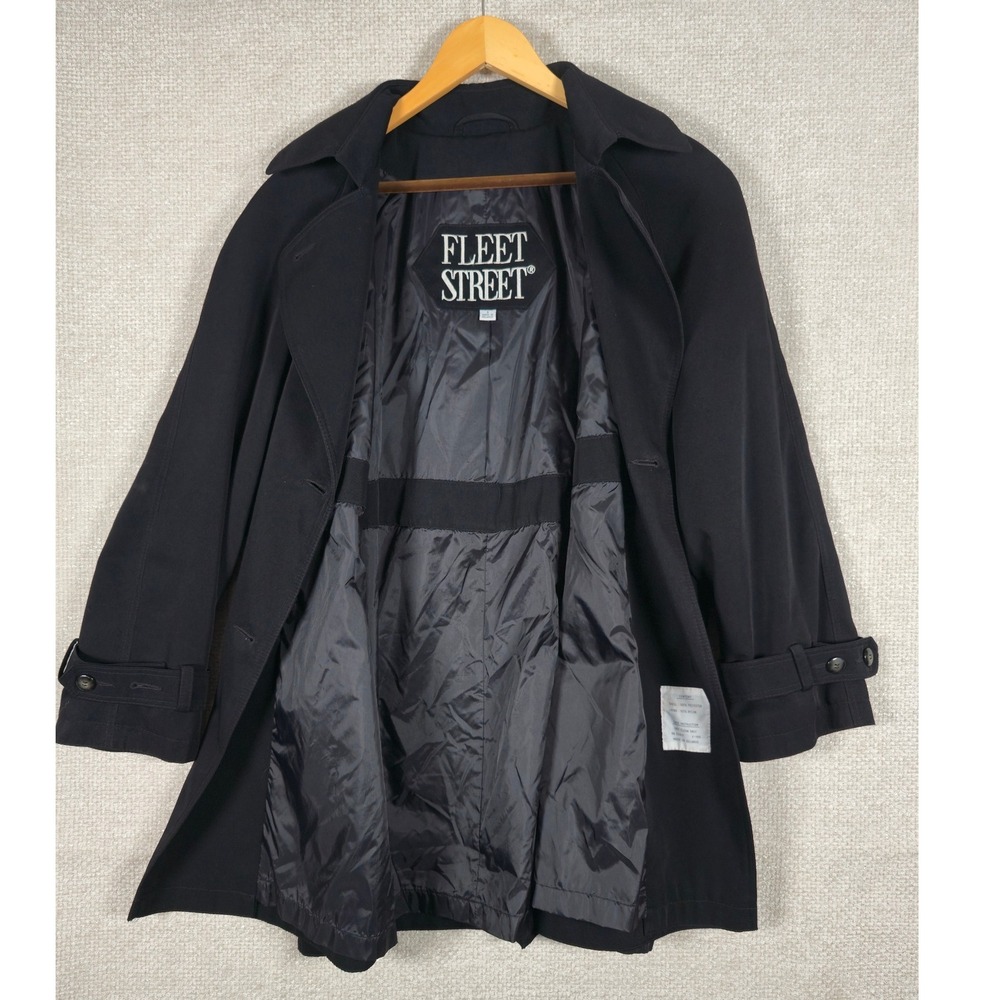 Fleet Street Womens Black Double Breasted Trench Coat Sz 6 *MISSING BELT* - Picture 4 of 10
